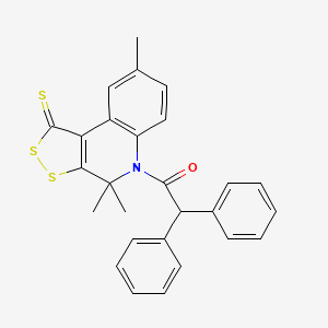 molecular formula C27H23NOS3 B11178525 2,2-diphenyl-1-(4,4,8-trimethyl-1-thioxo-1,4-dihydro-5H-[1,2]dithiolo[3,4-c]quinolin-5-yl)ethanone 