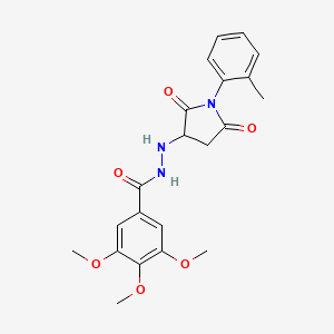 molecular formula C21H23N3O6 B11178531 3,4,5-trimethoxy-N'-[1-(2-methylphenyl)-2,5-dioxopyrrolidin-3-yl]benzohydrazide 