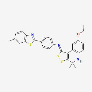 N-[(1Z)-8-ethoxy-4,4-dimethyl-4,5-dihydro-1H-[1,2]dithiolo[3,4-c]quinolin-1-ylidene]-4-(6-methyl-1,3-benzothiazol-2-yl)aniline