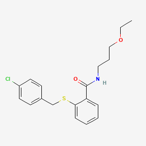 molecular formula C19H22ClNO2S B11178556 2-[(4-chlorobenzyl)sulfanyl]-N-(3-ethoxypropyl)benzamide 