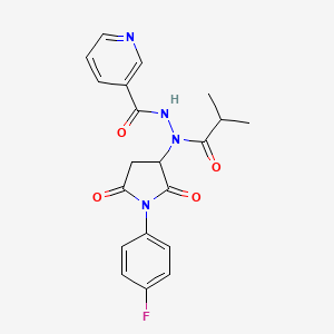 N'-[1-(4-fluorophenyl)-2,5-dioxopyrrolidin-3-yl]-N'-(2-methylpropanoyl)pyridine-3-carbohydrazide