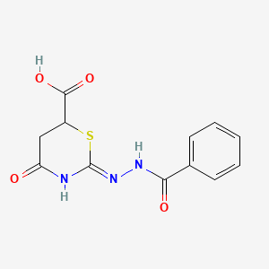 2-(2-benzoylhydrazino)-4-oxo-5,6-dihydro-4H-1,3-thiazine-6-carboxylic acid