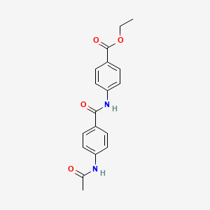 molecular formula C18H18N2O4 B11178708 Ethyl 4-({[4-(acetylamino)phenyl]carbonyl}amino)benzoate 