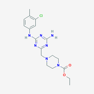 Ethyl 4-({4-amino-6-[(3-chloro-4-methylphenyl)amino]-1,3,5-triazin-2-yl}methyl)piperazine-1-carboxylate