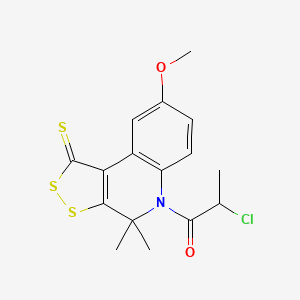 2-chloro-1-(8-methoxy-4,4-dimethyl-1-thioxo-1,4-dihydro-5H-[1,2]dithiolo[3,4-c]quinolin-5-yl)propan-1-one