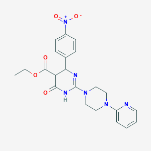 Ethyl 6-(4-nitrophenyl)-4-oxo-2-[4-(pyridin-2-yl)piperazin-1-yl]-1,4,5,6-tetrahydropyrimidine-5-carboxylate