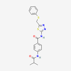 4-[(2-methylpropanoyl)amino]-N-{5-[(phenylsulfanyl)methyl]-1,3,4-thiadiazol-2-yl}benzamide