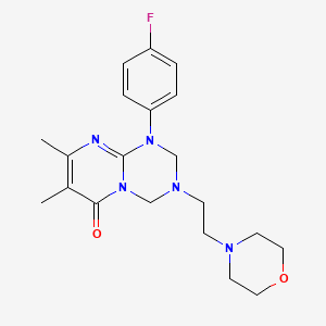 molecular formula C20H26FN5O2 B11178915 1-(4-fluorophenyl)-7,8-dimethyl-3-[2-(morpholin-4-yl)ethyl]-1,2,3,4-tetrahydro-6H-pyrimido[1,2-a][1,3,5]triazin-6-one 