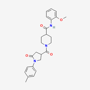 molecular formula C25H29N3O4 B11178970 N-(2-methoxyphenyl)-1-[1-(4-methylphenyl)-5-oxopyrrolidine-3-carbonyl]piperidine-4-carboxamide 