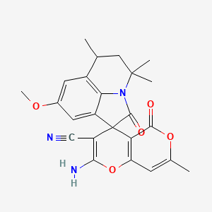 2-amino-8'-methoxy-4',4',6',7-tetramethyl-2',5-dioxo-5',6'-dihydro-4'H,5H-spiro[pyrano[4,3-b]pyran-4,1'-pyrrolo[3,2,1-ij]quinoline]-3-carbonitrile