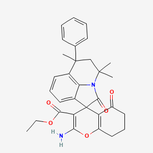 ethyl 2-amino-4',4',6'-trimethyl-2',5-dioxo-6'-phenyl-5,5',6,6',7,8-hexahydro-4'H-spiro[chromene-4,1'-pyrrolo[3,2,1-ij]quinoline]-3-carboxylate