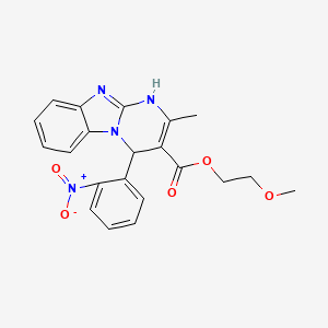 molecular formula C21H20N4O5 B11179105 2-Methoxyethyl 2-methyl-4-(2-nitrophenyl)-1,4-dihydropyrimido[1,2-a]benzimidazole-3-carboxylate 