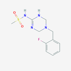 molecular formula C11H15FN4O2S B11179137 N-[5-(2-fluorobenzyl)-1,4,5,6-tetrahydro-1,3,5-triazin-2-yl]methanesulfonamide 