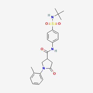 molecular formula C22H27N3O4S B11179160 N-[4-(tert-butylsulfamoyl)phenyl]-1-(2-methylphenyl)-5-oxopyrrolidine-3-carboxamide 