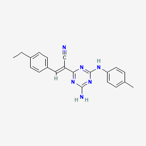 (2E)-2-{4-amino-6-[(4-methylphenyl)amino]-1,3,5-triazin-2-yl}-3-(4-ethylphenyl)prop-2-enenitrile