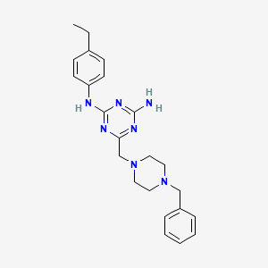 molecular formula C23H29N7 B11179231 6-[(4-benzylpiperazin-1-yl)methyl]-N-(4-ethylphenyl)-1,3,5-triazine-2,4-diamine 