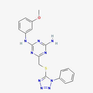 N-(3-methoxyphenyl)-6-{[(1-phenyl-1H-tetrazol-5-yl)sulfanyl]methyl}-1,3,5-triazine-2,4-diamine