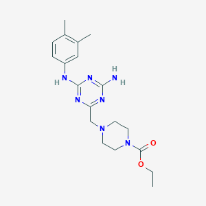 molecular formula C19H27N7O2 B11179290 Ethyl 4-({4-amino-6-[(3,4-dimethylphenyl)amino]-1,3,5-triazin-2-yl}methyl)piperazine-1-carboxylate 