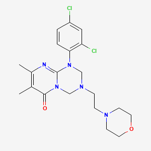 molecular formula C20H25Cl2N5O2 B11179319 1-(2,4-dichlorophenyl)-7,8-dimethyl-3-(2-morpholinoethyl)-1,2,3,4-tetrahydro-6H-pyrimido[1,2-a][1,3,5]triazin-6-one 