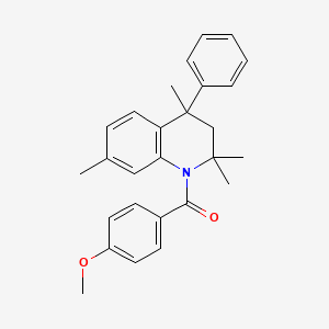 molecular formula C27H29NO2 B11179329 (4-methoxyphenyl)(2,2,4,7-tetramethyl-4-phenyl-3,4-dihydroquinolin-1(2H)-yl)methanone 