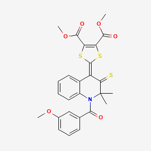 dimethyl 2-{1-[(3-methoxyphenyl)carbonyl]-2,2-dimethyl-3-thioxo-2,3-dihydroquinolin-4(1H)-ylidene}-1,3-dithiole-4,5-dicarboxylate