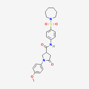 molecular formula C24H29N3O5S B11179377 N-[4-(azepan-1-ylsulfonyl)phenyl]-1-(4-methoxyphenyl)-5-oxopyrrolidine-3-carboxamide 