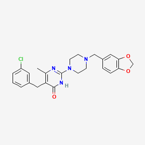 2-[4-(1,3-benzodioxol-5-ylmethyl)piperazin-1-yl]-5-(3-chlorobenzyl)-6-methylpyrimidin-4(3H)-one