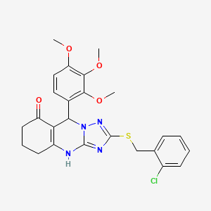 2-[(2-chlorobenzyl)sulfanyl]-9-(2,3,4-trimethoxyphenyl)-5,6,7,9-tetrahydro[1,2,4]triazolo[5,1-b]quinazolin-8(4H)-one