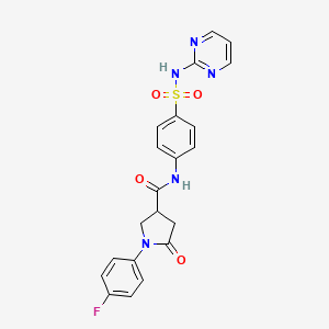 molecular formula C21H18FN5O4S B11179405 1-(4-fluorophenyl)-5-oxo-N-[4-(pyrimidin-2-ylsulfamoyl)phenyl]pyrrolidine-3-carboxamide 