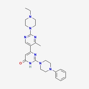 molecular formula C25H32N8O B11179419 2'-(4-ethylpiperazin-1-yl)-4'-methyl-2-(4-phenylpiperazin-1-yl)-4,5'-bipyrimidin-6(1H)-one 