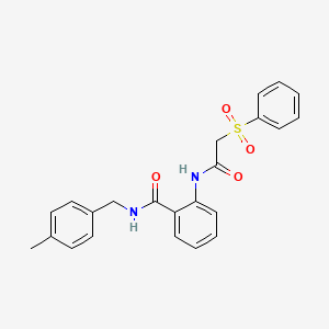 molecular formula C23H22N2O4S B11179458 N-(4-methylbenzyl)-2-{[(phenylsulfonyl)acetyl]amino}benzamide 