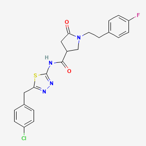 molecular formula C22H20ClFN4O2S B11179494 N-[5-(4-chlorobenzyl)-1,3,4-thiadiazol-2-yl]-1-[2-(4-fluorophenyl)ethyl]-5-oxopyrrolidine-3-carboxamide 