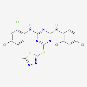 N,N'-bis(2,4-dichlorophenyl)-6-((5-methyl-1,3,4-thiadiazol-2-yl)sulfanyl)-1,3,5-triazine-2,4-diamine