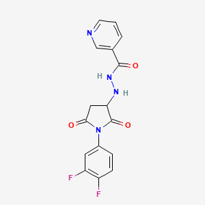 molecular formula C16H12F2N4O3 B11179568 N'-[1-(3,4-difluorophenyl)-2,5-dioxopyrrolidin-3-yl]pyridine-3-carbohydrazide 