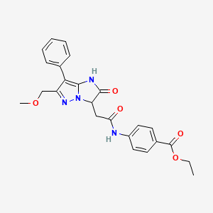 molecular formula C24H24N4O5 B11179570 ethyl 4-({[6-(methoxymethyl)-2-oxo-7-phenyl-2,3-dihydro-1H-imidazo[1,2-b]pyrazol-3-yl]acetyl}amino)benzoate 