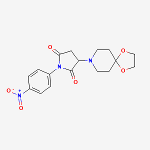 molecular formula C17H19N3O6 B11179586 3-(1,4-Dioxa-8-azaspiro[4.5]dec-8-yl)-1-(4-nitrophenyl)pyrrolidine-2,5-dione 