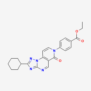 molecular formula C23H23N5O3 B11179677 ethyl 4-(2-cyclohexyl-6-oxopyrido[3,4-e][1,2,4]triazolo[1,5-a]pyrimidin-7(6H)-yl)benzoate 