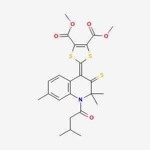 dimethyl 2-[2,2,7-trimethyl-1-(3-methylbutanoyl)-3-thioxo-2,3-dihydro-4(1H)-quinolinyliden]-1,3-dithiole-4,5-dicarboxylate