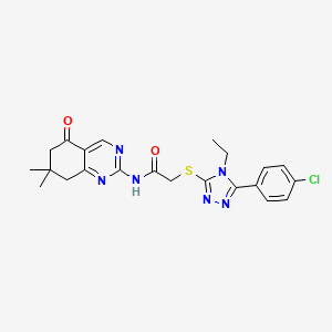 2-{[5-(4-chlorophenyl)-4-ethyl-4H-1,2,4-triazol-3-yl]sulfanyl}-N-(7,7-dimethyl-5-oxo-5,6,7,8-tetrahydroquinazolin-2-yl)acetamide