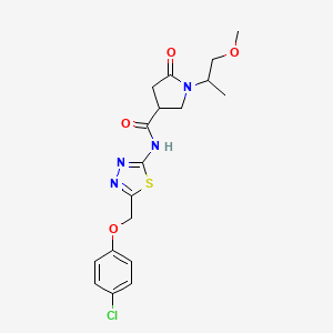 molecular formula C18H21ClN4O4S B11179801 N-{5-[(4-chlorophenoxy)methyl]-1,3,4-thiadiazol-2-yl}-1-(1-methoxypropan-2-yl)-5-oxopyrrolidine-3-carboxamide 