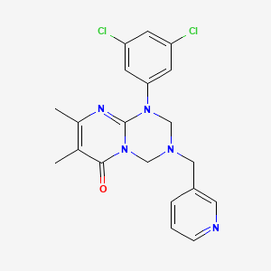 molecular formula C20H19Cl2N5O B11179805 1-(3,5-dichlorophenyl)-7,8-dimethyl-3-(pyridin-3-ylmethyl)-1,2,3,4-tetrahydro-6H-pyrimido[1,2-a][1,3,5]triazin-6-one 