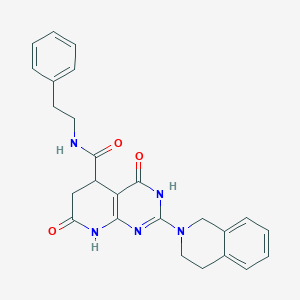 molecular formula C25H25N5O3 B11179867 2-(3,4-dihydroisoquinolin-2(1H)-yl)-4,7-dioxo-N-(2-phenylethyl)-3,4,5,6,7,8-hexahydropyrido[2,3-d]pyrimidine-5-carboxamide 