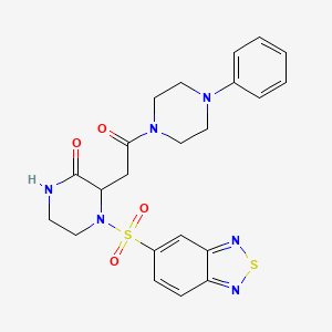 molecular formula C22H24N6O4S2 B11179888 4-(2,1,3-Benzothiadiazol-5-ylsulfonyl)-3-[2-oxo-2-(4-phenylpiperazin-1-yl)ethyl]piperazin-2-one 