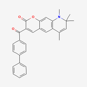 molecular formula C29H25NO3 B11179927 3-(biphenyl-4-ylcarbonyl)-6,8,8,9-tetramethyl-8,9-dihydro-2H-pyrano[3,2-g]quinolin-2-one 