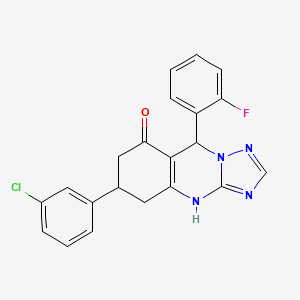 molecular formula C21H16ClFN4O B11179940 6-(3-chlorophenyl)-9-(2-fluorophenyl)-5,6,7,9-tetrahydro[1,2,4]triazolo[5,1-b]quinazolin-8(4H)-one 