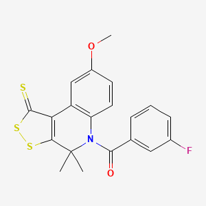 (3-fluorophenyl)(8-methoxy-4,4-dimethyl-1-thioxo-1,4-dihydro-5H-[1,2]dithiolo[3,4-c]quinolin-5-yl)methanone