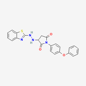 molecular formula C23H18N4O3S B11179966 3-[2-(1,3-Benzothiazol-2-yl)hydrazinyl]-1-(4-phenoxyphenyl)pyrrolidine-2,5-dione 