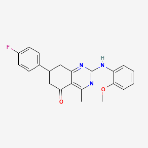 molecular formula C22H20FN3O2 B11180006 7-(4-fluorophenyl)-2-[(2-methoxyphenyl)amino]-4-methyl-7,8-dihydroquinazolin-5(6H)-one 