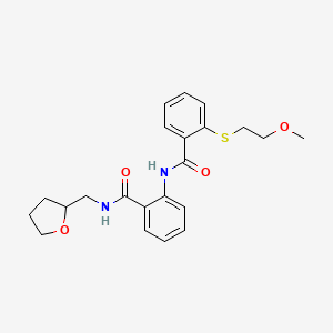 molecular formula C22H26N2O4S B11180026 2-[(2-methoxyethyl)sulfanyl]-N-{2-[(tetrahydrofuran-2-ylmethyl)carbamoyl]phenyl}benzamide 