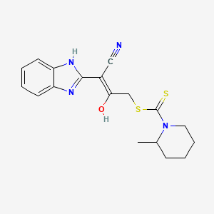 3-cyano-3-(1,3-dihydro-2H-benzimidazol-2-ylidene)-2-oxopropyl 2-methylpiperidine-1-carbodithioate